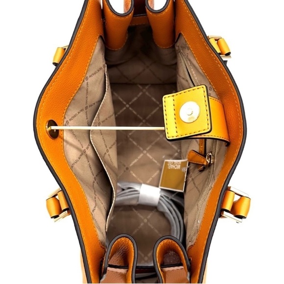 Michael Kors Medium Hamilton Leather Satchel Bag & Medium Bifold Wallet Cider - Picture 8 of 15